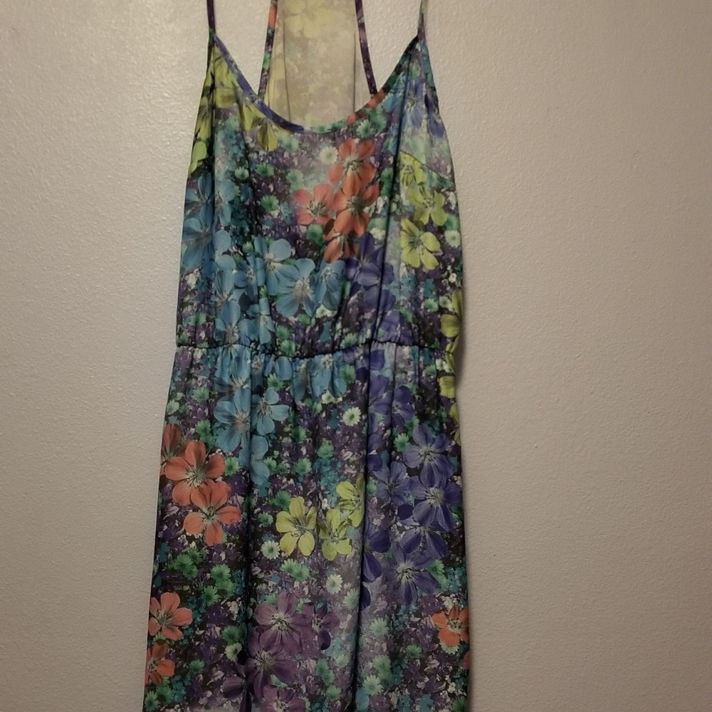 Blue floral sleeveless dress